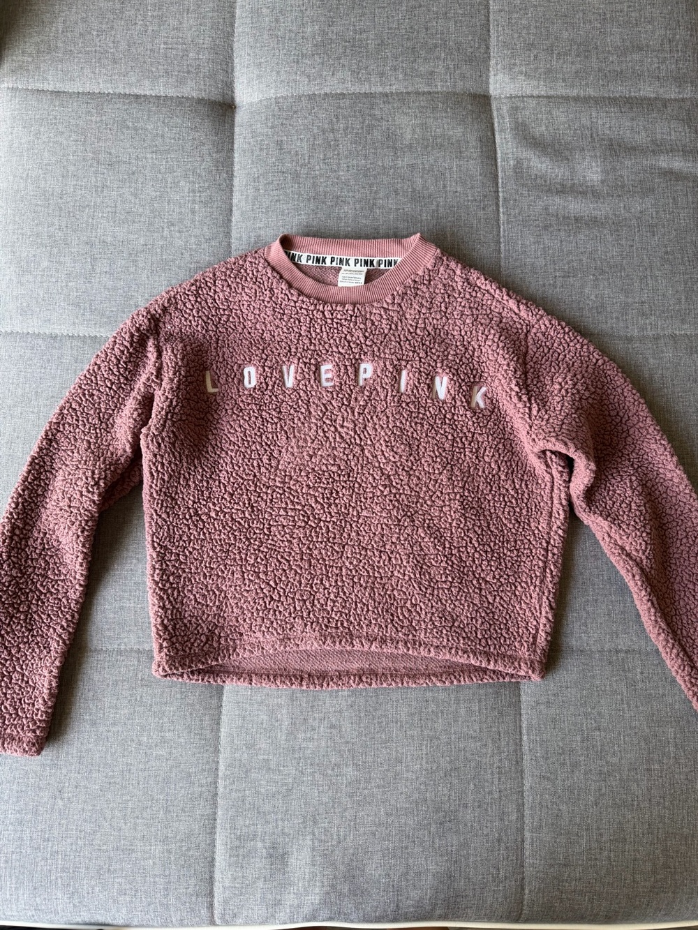 PINK Victoria's Secret Cropped Sherpa Pullover - Mauve Pink